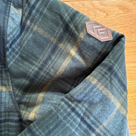 Free Country Flannel Fleece Work Jacket‎ Mens XL Quilted Overlay Duffle Olive - Picture 7 of 11